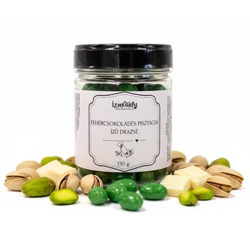 Ízműhely Desszert Kollekció- Fehércsokoládés pisztácia ízű drazsé 130g