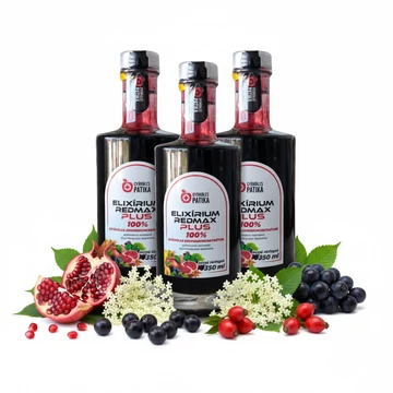 Elixírium REDMAX PLUS 100% gyümölcs szuperkoncentrátum polifenolokat tartalmazó étrend-kiegészítő 3x350ml