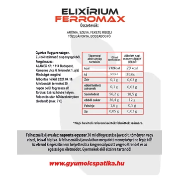 Elixírium FerroMax polifenol tartalmú 100% gyümölcs szuperkoncentrátum 3x350ml