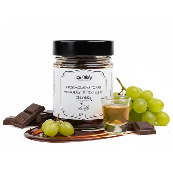 Ízműhely Desszert Kollekció - Étcsokoládés Tokaji Muskotály ízű töltelékű drazsé 125g