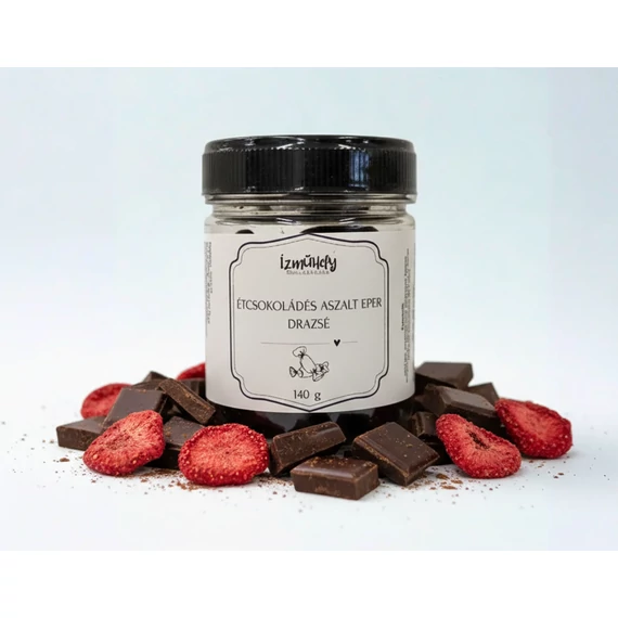 Ízműhely Desszert Kollekció- Étcsokoládés aszalt eper drazsé 140g