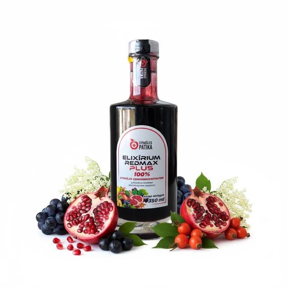 Elixírium REDMAX PLUS 100% gyümölcs szuperkoncentrátum polifenolokat tartalmazó étrend-kiegészítő 350ml