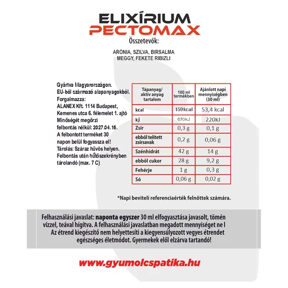 Elixírium PectoMax polifenol tartalmú 100% gyümölcs szuperkoncentrátum 6x350ml