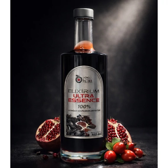 Elixírium ULTRA ESSENCE-EXTRA magas polifenol tartalmú étrend-kiegészítő, 100% gyümölcs szuperkoncentrátum 350ml